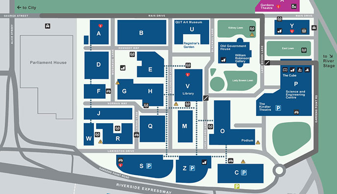 Link to QUT Gardens Point map